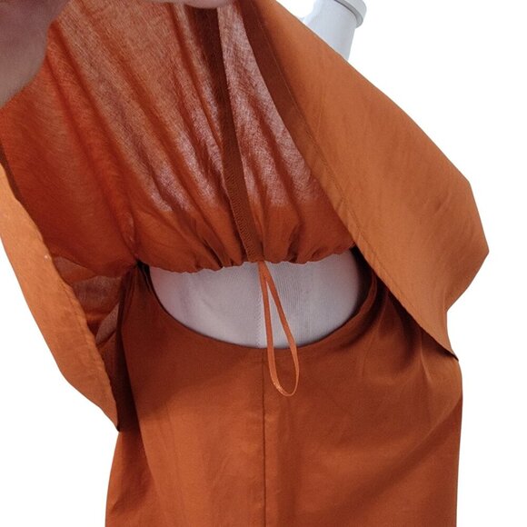 Express Size XS Burnt Orange/Rusty Brown Off Shoulder Ruffle Blouse, NEW w/Tag - Picture 5 of 12